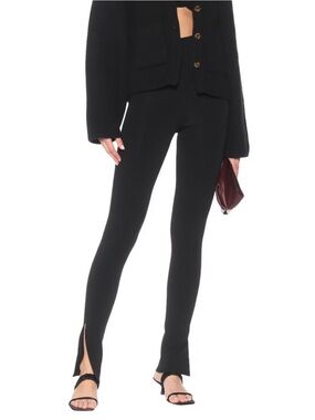 KHAITE Roonie High Waist Black Stretch Knit Leggings w/ Ankle Slits Size Small